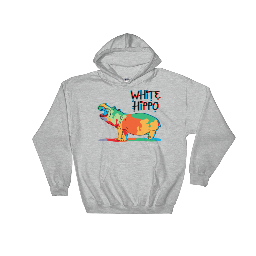 Gray Painted Hippo Hoodie